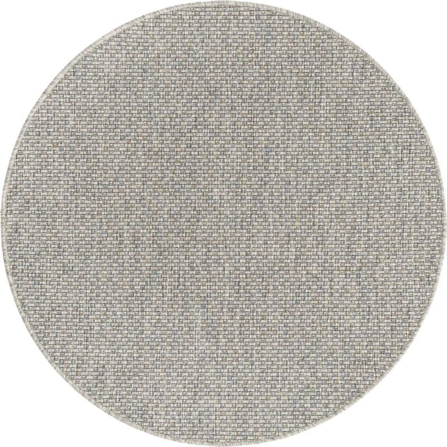 Unique Loom Tapis Extérieur Solide 4' x 4' Rond Gris Clair/gris