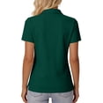 thumbnail image 3 of Women's Polo Shirts Cotton Pique Short Sleeve Collared 3 Button Summer Tops Work,Casual,Golf Shirt Dark Green 2XL, 3 of 3