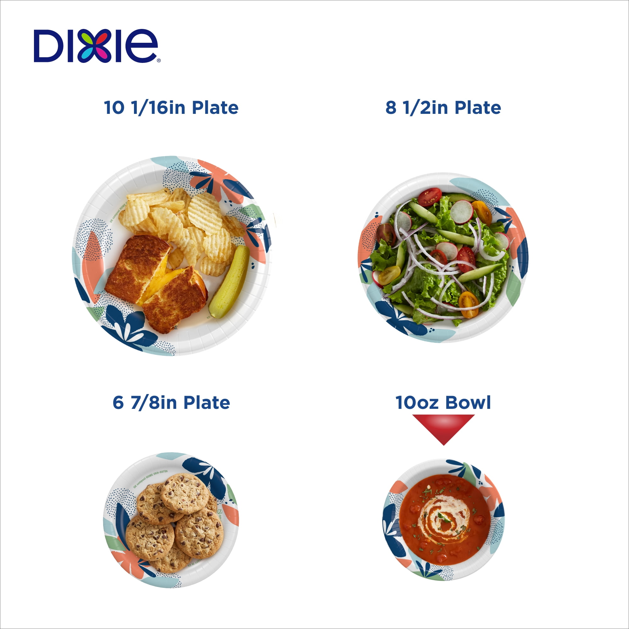 (2 pack) Dixie Disposable Paper Bowls, 10 Ounce, Multi-Color, 70 Count