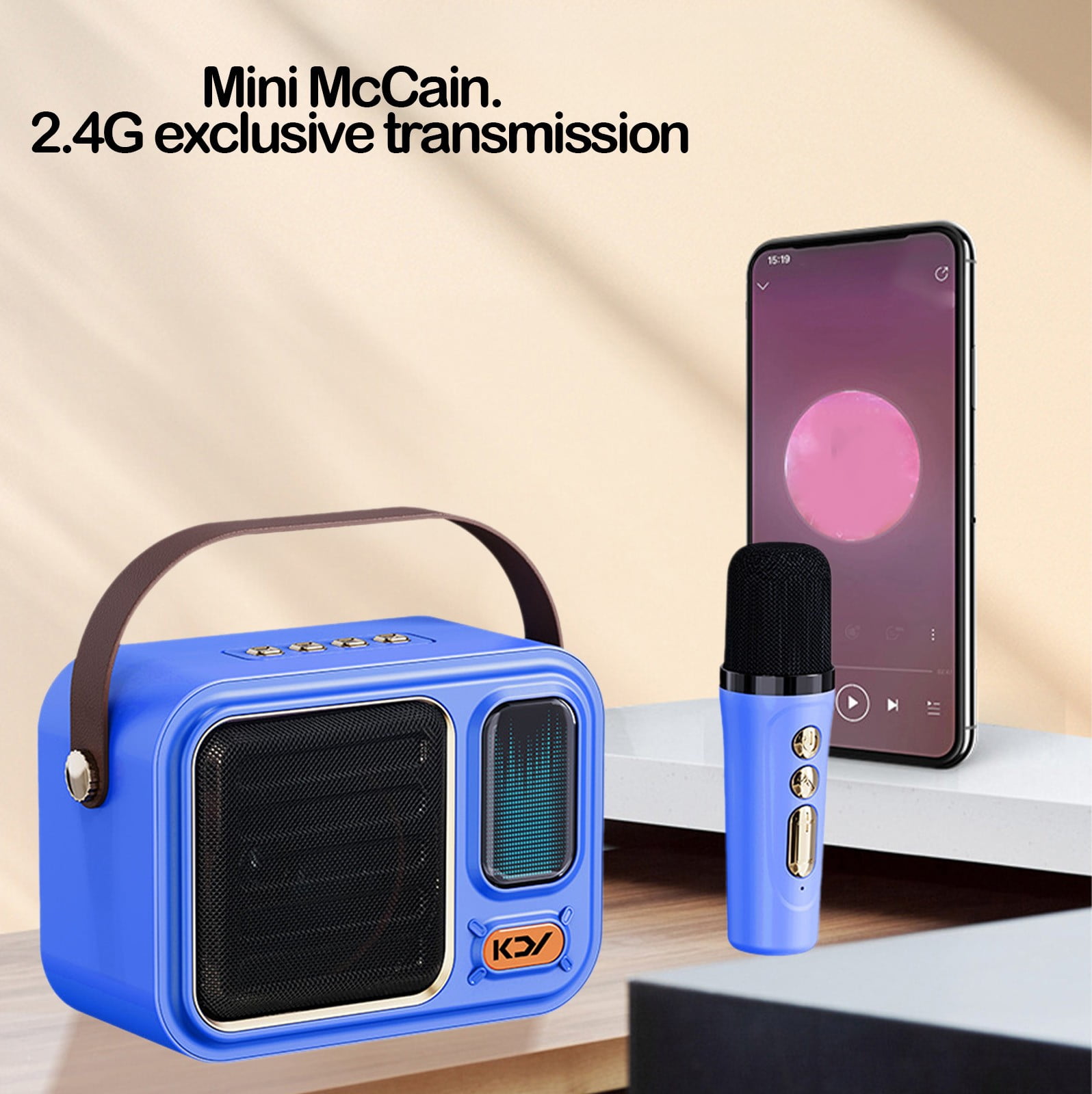 Byujiro Mini Karaoke Machine with 1 Wireless Microphones, Handheld Singing and Microphone Integrated Mini Bluetooth Speaker Handheld Portable Microphone Speaker