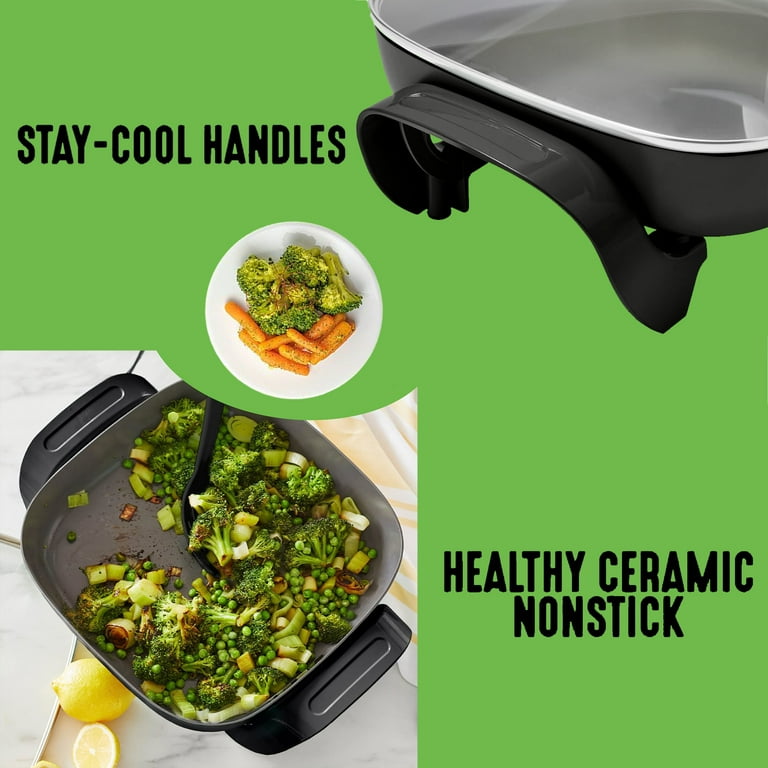 Ceramic Electric Skillet Nonstick For Fry Saut Bake Grill and Steam 5QT