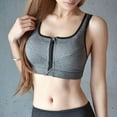 thumbnail image 2 of Wuffmeow Plus Size M-5XL Women Front Zipper Closure Push Up Bras Shockproof Fitness Vest Removable Padded Wireless Tops,Gray,L, 2 of 8