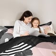 thumbnail image 4 of Castle Fairy Boho Tropical Leaf Full Size Comforter Sets 3 Pieces for Teens, Geometric Art Bedding Sets for Bedroom, Black Gold,Black Reversible, 4 of 6