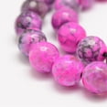 thumbnail image 3 of Faceted Natural Fire Agate Beads Strands Round Dyed Heated Hot Pink 10mm Hole: 1.5mm 38pcs/strand 14 inch(35.6cm), 3 of 3
