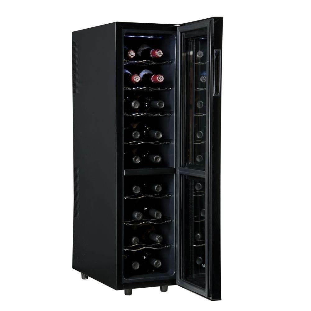 Haier HVTEC18DABS 18Bottle Dual Zone Curved Glass Door Wine Cellar
