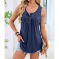 thumbnail image 5 of Women'S Flowy Tank Tops Summer Sleeveless Loose Fit Pleated Tunic Shirts Dark Blue XXL, 5 of 9