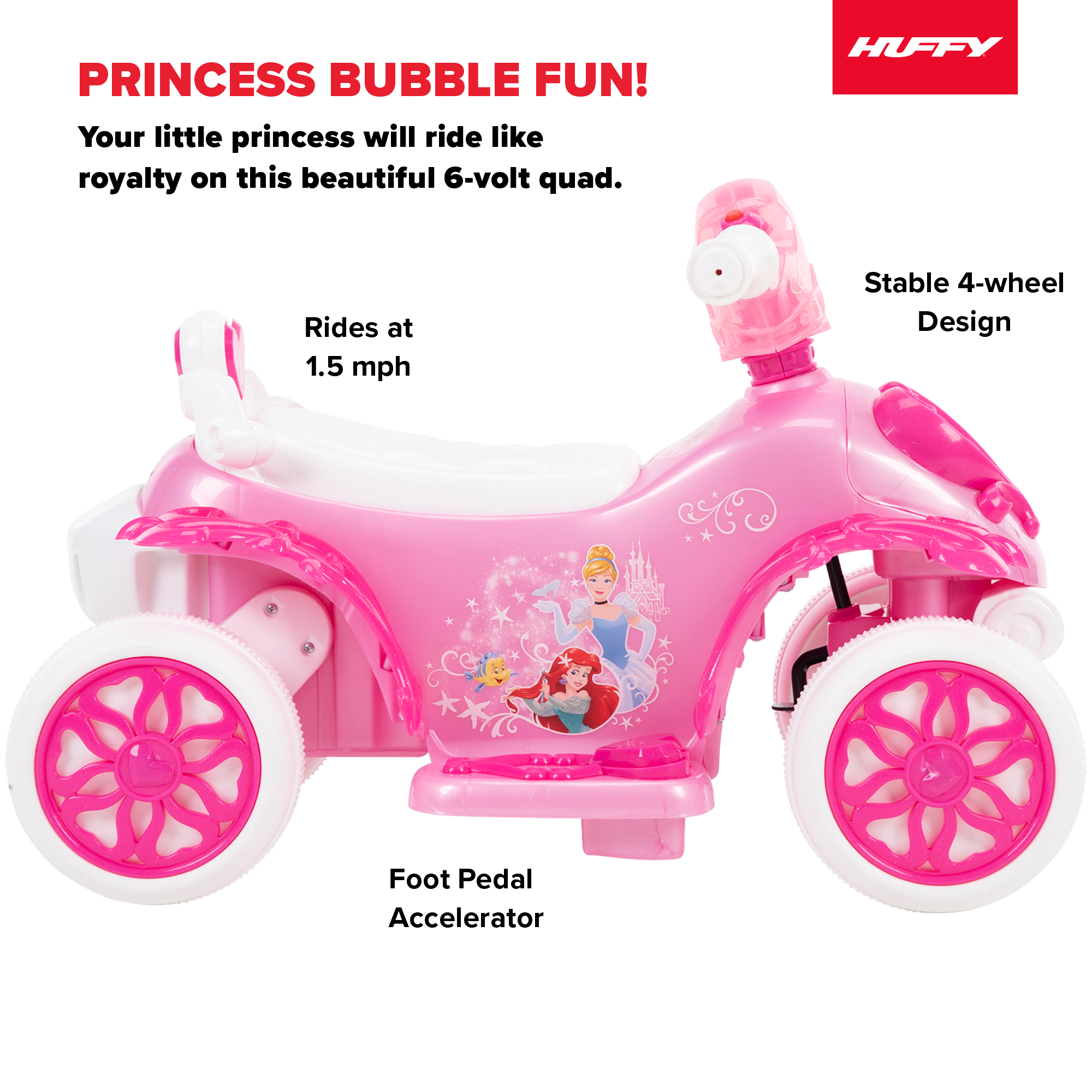 Disney Princess Electric Ride-on Quad, for Children ages 18 months+,  by Huffy - image 3 of 16