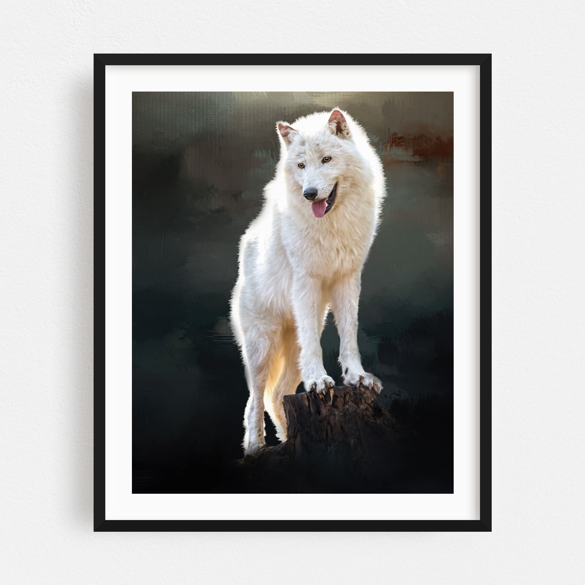 Wolves in Snow Winter Painting Wildlife Animal Wall Decor Art Print Poster 16x20 