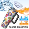thumbnail image 5 of 40oz Pioneer Flower Floral Print Pattern Insulated Tumbler with Handle, BPA-Free Leak Proof Lid and Straws, Double Wall Vacuum, Hot 12h/Cold 34h, 5 of 6