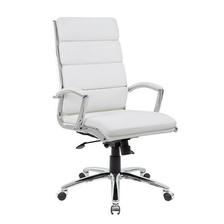 UPC: 0751118947168 | Boss CaressoftPlus Chrome Finish Executive Chair White