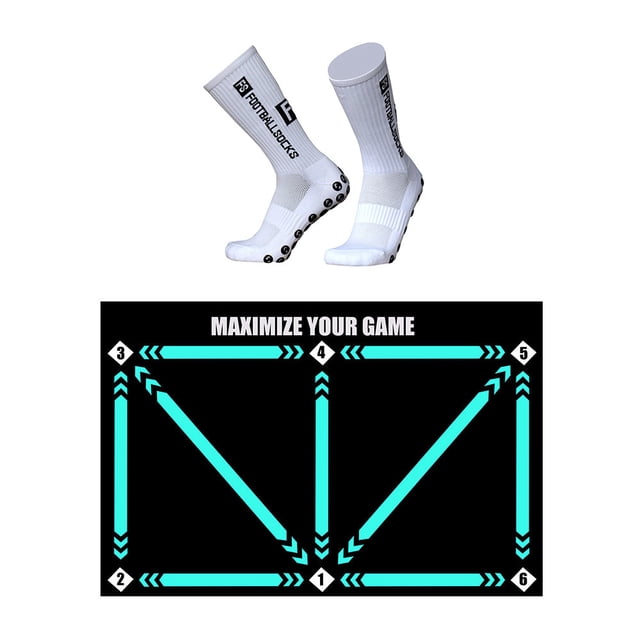 Tignapoo "Advanced Football Training Mat for Indoor Skills Enhancement, 60x90cm, Anti-Slip Design, Perfect for Ball Control & Agility Drills, Set A Includes Mat & Socks"