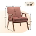 thumbnail image 6 of Accent Chair, Mid-Century Modern Armchair with Solid Wood Legs, Reading Leisure Chair with High Back for Living Room Bedroom Waiting Room, Pink, 6 of 11