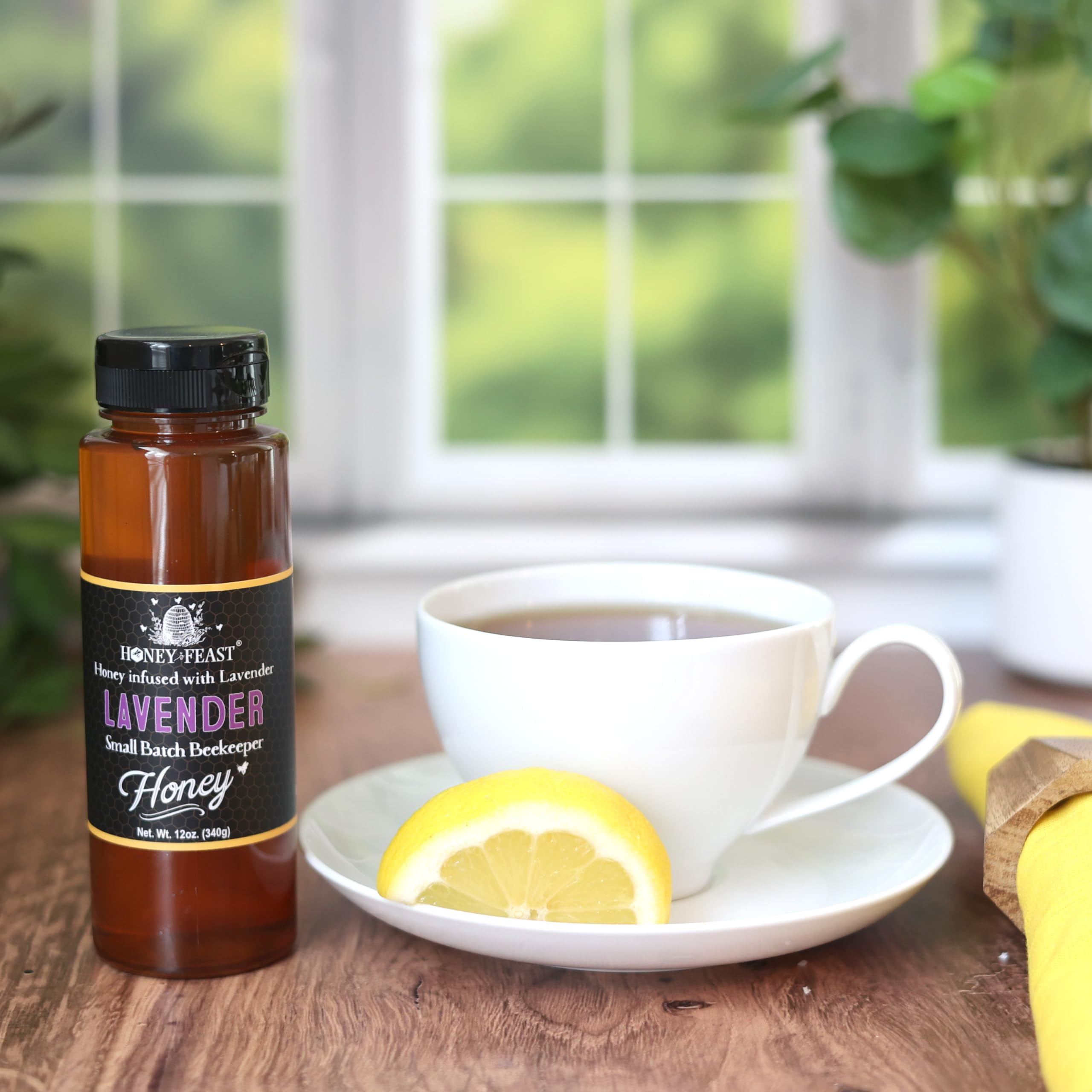 HONEY FEAST Organic Lavender Honey Jar 12OZ (Pack of 6) - Gourmet Flavored Honey | Tea, Cooking & Baking Companion | Crafted in Florida by Local Beekeepers