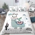 thumbnail image 4 of Move Over Alpaca Bedding Sets King Cartton Cactus Duvet Cover Set Llama and Plants Pattern Microfiber Kids Bedding No Filling, 4 of 8