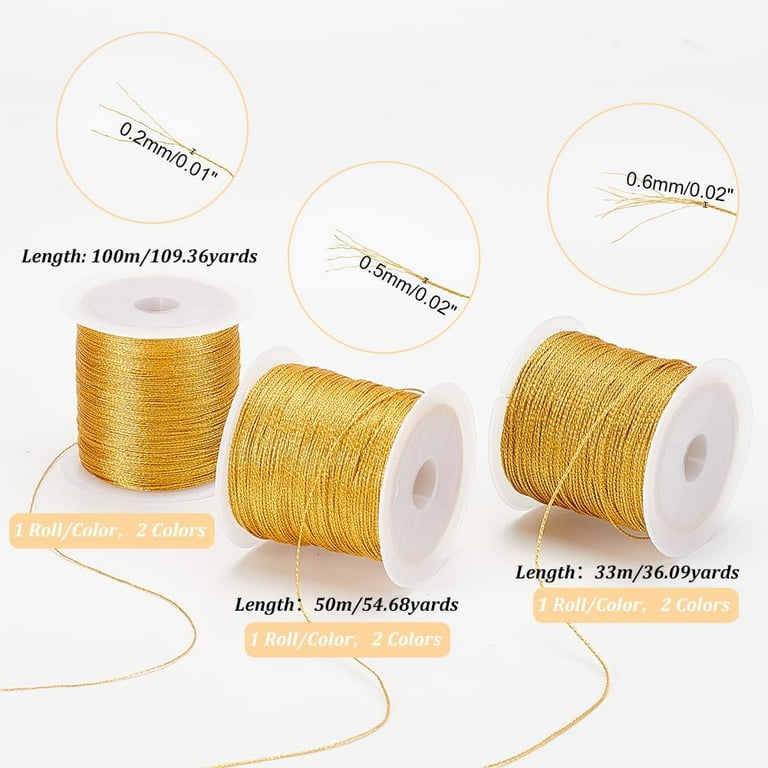 3 Size Metallic Cord 400 Yards Tinsel String Thread Gold Silver
