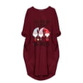 thumbnail image 3 of Clearance under 10.00 LYXSSBYX Womens Dresses Clearance under 10.00 The Fashion Women's Winter Plus Size Loose O-Neck Pocket Christmas Printed Dress, 3 of 6