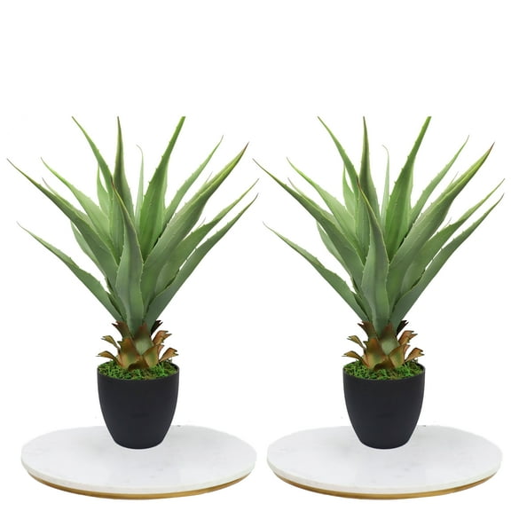 momoplant 27" H Sansevieria Snake Plant - Artificial Agave – Green Color– with Pot – 2 Pack
