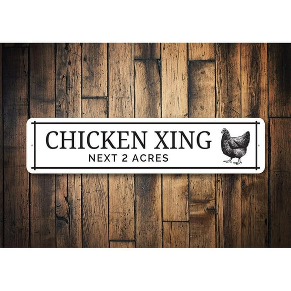Chicken Xing Novelty Sign, Metal Wall Decor - 4x18 inches
