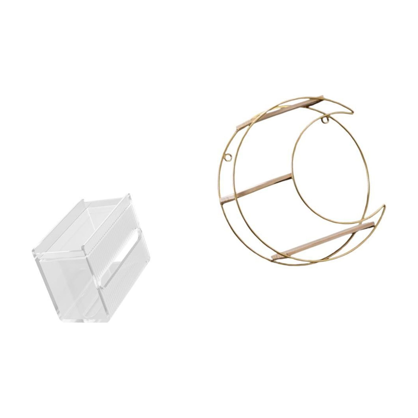Fiocias Modern Acrylic Metal Wall Mounted Toilet Paper Holder And 3 Tier Shelf Space Saving Multifunctional Decorative Tissue Dispenser for Collectibles Troph
