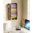 thumbnail image 6 of Wall File Organizer, 10-Tier Hanging Mail Organizer, Wall Mount File Holder with 4 Side Hooks, Mail and Storage Organizer, Wooden Vertical Hanging Holder for Office, Rustic Brown, 6 of 9