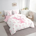 thumbnail image 3 of Castle Fairy Girls Monogrammed Letter 7-Piece Twin Bedding Sets,Pink Bow Bedding Comforter Set,Dreamy Princess Breathable Sheet Sets,Super Cozy Room Decor, 3 of 7
