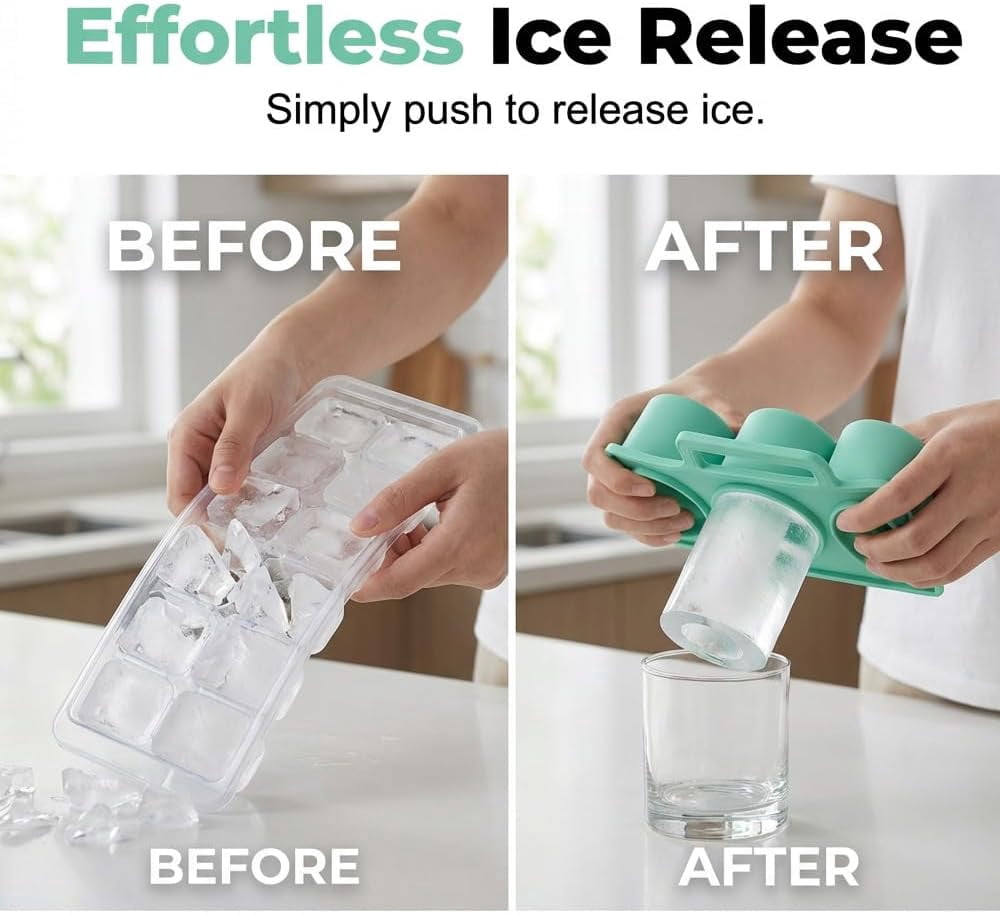 Cylinder Silicone Ice Mold for Stanley 20/30/40 oz Tumbler, Ice Cube Tray with Lid & Bin for Slow Melting, Easy Release Freezer Accessory for Drinks (Gray)