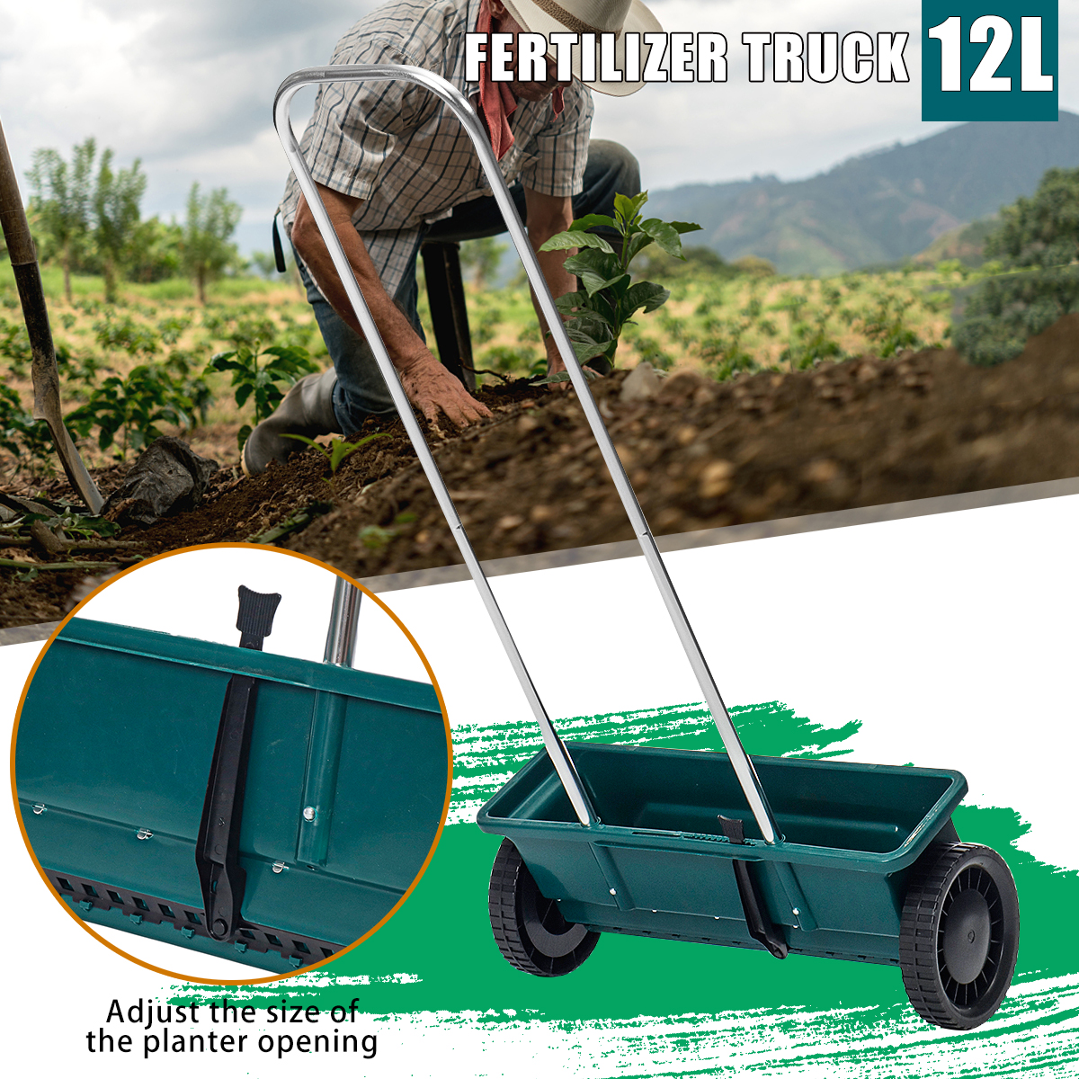 Hand Push Seeder Spreader Push Broadcast Fertiliser Garden Lawn Feed Truck