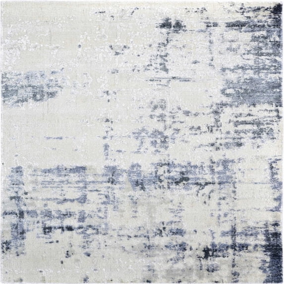 Ahgly Company Machine Washable Indoor Square Industrial Modern Platinum Gray Area Rugs, 5' Square