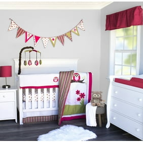 Baby S First By Nemcor Plum Owl 4 Piece Crib Bedding Set Walmart