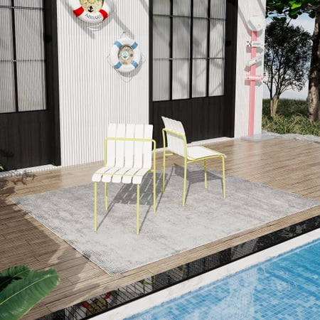 22 Sturdy Outside Chairs Deck Chairs with Waterproof Comfortable Outdoor Chairs with Ergonomic for Patio Cream White Grain Yellow