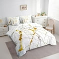 thumbnail image 3 of Manfei Abstract Marble 7pcs Bedding Comforter Set,Stone Patter Queen Bedding Sets Super Cozy,Gold Metallic Queen Sheet Sets,Super Cozy Watercolor Room Decor,Reversible, 3 of 7