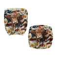 thumbnail image 2 of FKELYI Office Chair Cover Daisy Highland Cow American Flag Print Armchair Protective Slipcover Removable Swivel Gaming Computer Chair Cover for Home Office Decoration, 2 Pcs, 2 of 7
