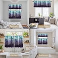 thumbnail image 6 of Teal Purple Forest Kitchen Curtains Sets for Windows 36 Inch Length, Vintage Foggy Woods Tree Rod Pocket Window Treatments Tier Curtains and Valances Set for Bedroom/Bathroom, 6 of 8