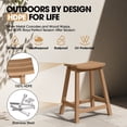thumbnail image 3 of MUCHENGHY Set of 2 Outdoor Bar Stools 24", HDPE Weatherproof Patio Saddle Seats, Teak, 3 of 6