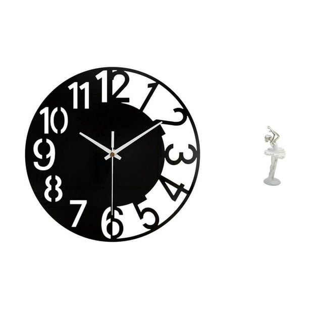 Reloj de pared grande,Reloj de pared acrílico silencioso y moderno,Reloj de pared grande para oficina,silencioso,fácil de leer y sencillo.,Figura de escritorio,Estatua de bailarina de