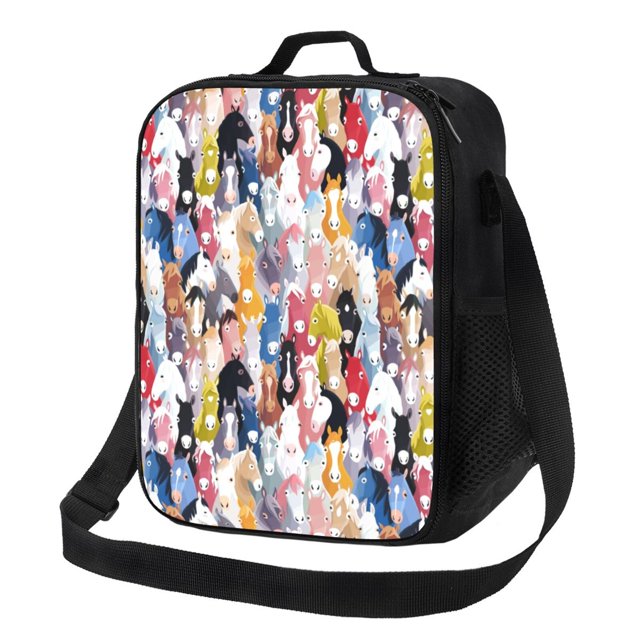 Balery Colourful Horses Caja de Almuerzo y Bolsa de Almuerzo para Hombres y Mujeres, Bolsa de Almuerzo Reutilizable con Gran Capacidad, Bolsa de Almuerzo Aislada