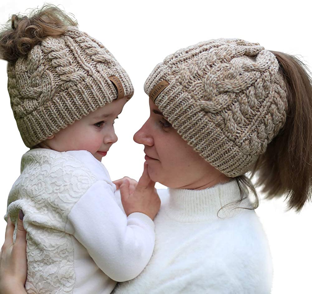 Winter Hats for Girls Ponytail Beanie 