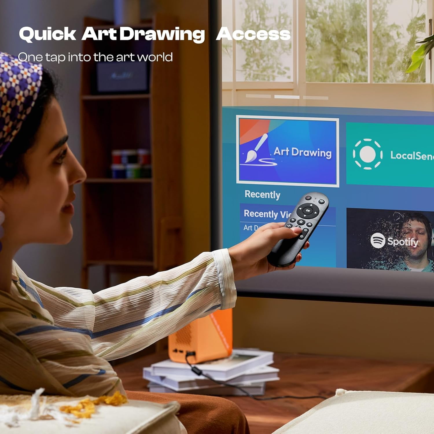 Mini Projector With 5G/2.4G WiFi and Bluetooth,4K Support Art Projector with Exclusive Drawing App for Artists,Portable Movie Projector Compatible with iOS/Android