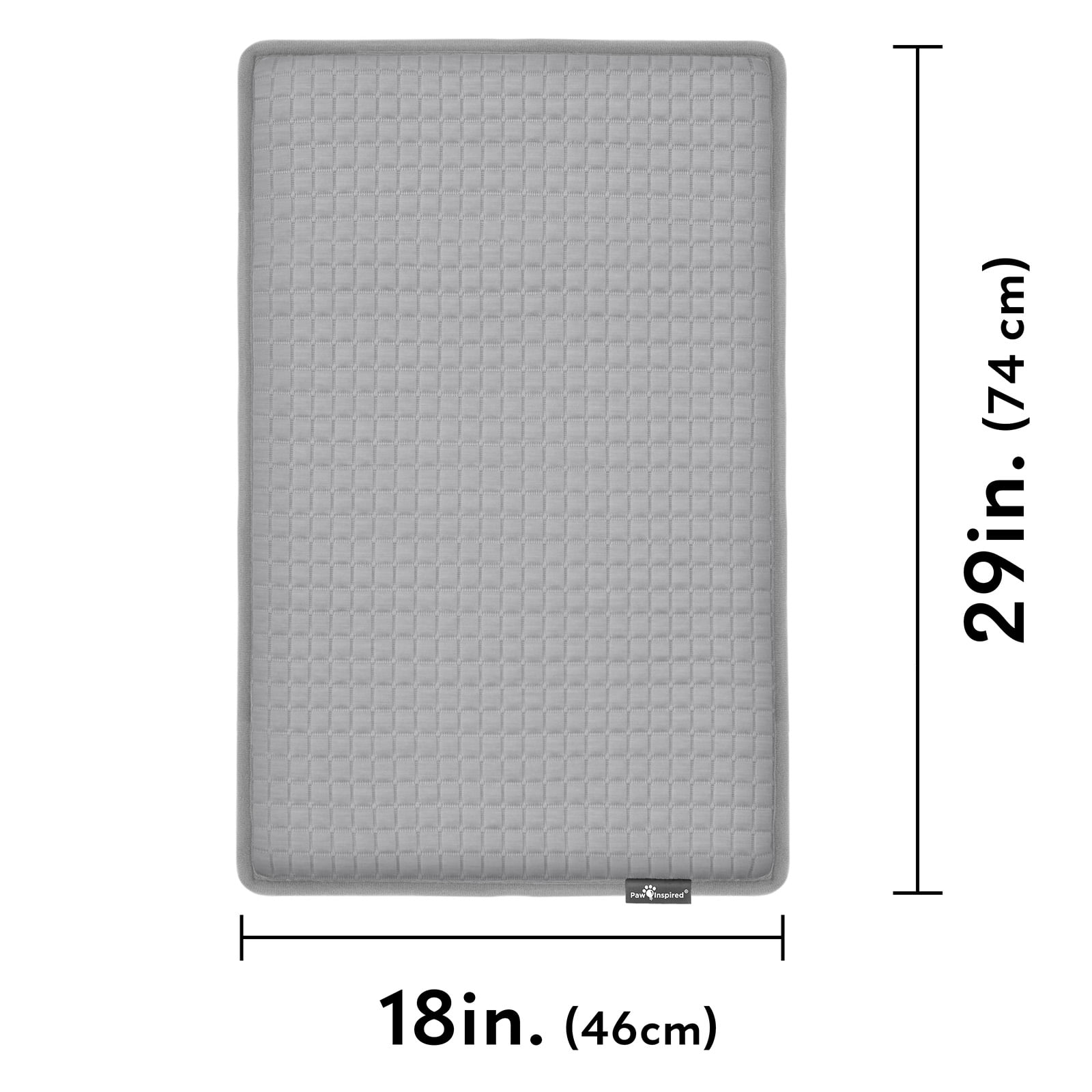 Paw Inspired Cooling Orthopedic Crate Pad for Dogs, Washable Memory Foam Dog Cooling Mat (29x18 Inch Small Size for 30 Inch Kennel, Gray)