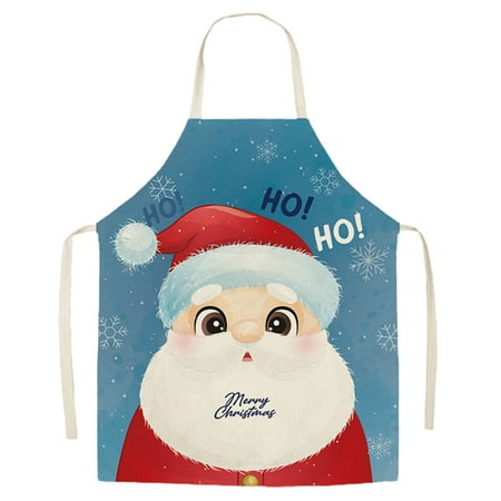 

Leadrop Christmas Apron Cartoon Christmas Pattern Strap Design Wear-Resistant Anti-oil Fadeless Dirt-resistant Washable Versatile Decorative Christmas Apron for Kitchen