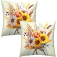 thumbnail image 2 of Autumn Flower Throw Pillow Covers 16 x 16 Inches Set of 2,Sunflower Daisy Wheat Floral Leaves Mason Jar Fall Farmhouse Decor Pillowcase Cushion Cover for Home Sofa Bedroom Car, 2 of 6