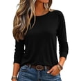 thumbnail image 5 of ASDFVBKG Women's Tops Fall Crew Neck Long Sleeve Tshirts Shirts Casual 2026 Fashion Clothes Outfits Black XL, 5 of 5