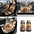 thumbnail image 2 of Jeiento Dahlia Car Seat Covers Full Set Steering Wheel Cover Seat Belt Pads Coasters Waste Bin Armrest Cover Cup Holders Rearview Mirror Cover Handbrake Cover Set 14pcs Auto Accessory Interior Decor, 2 of 7