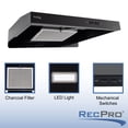 thumbnail image 2 of RecPro RV Range Hood with Charcoal Filter & LED Lamp | 12V DC Motor | 60W Energy Efficient | Built-in Charcoal Filter | Sleek Design | Hard-Wired Installation | 0.8A Fan Motor (Black), 2 of 11
