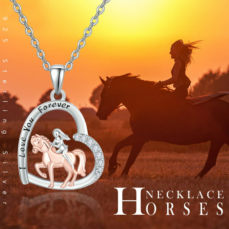 Horse Pendant Necklace Sterling Silver Girls with Horse Gift for Women Girls