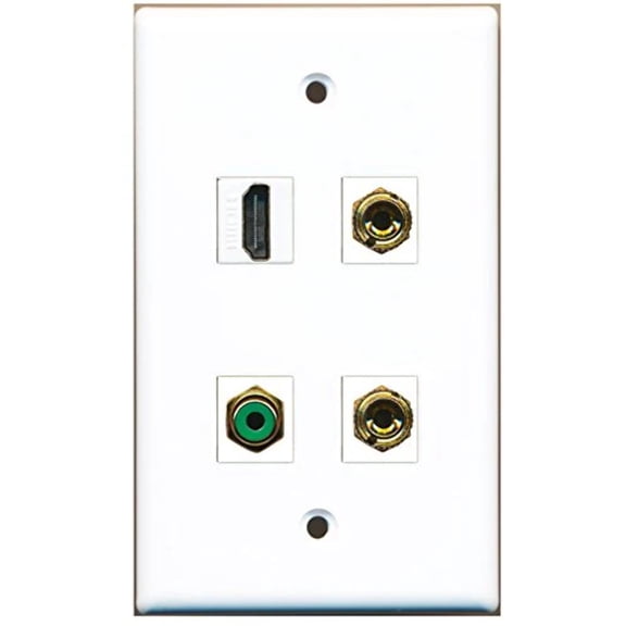 RiteAV - 1 Port HDMI 1 Port RCA Green 2 Port Banana Speaker Wall Plate