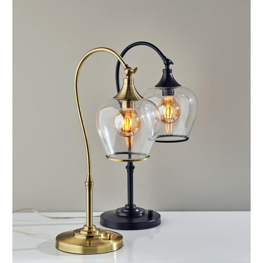 Adesso Bradford Desk Lamp, Dark Bronze, Clear Glass with Metal Rim Shade