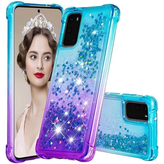 Case for Galaxy A26 5G,Flowing Bling Liquid Gradient Sparkle Moving Glitter Quicksand Waterfall Anti-Fall Girls Women Protect Phone Case for Samsung Galaxy A26 5G (Blue/Purple)