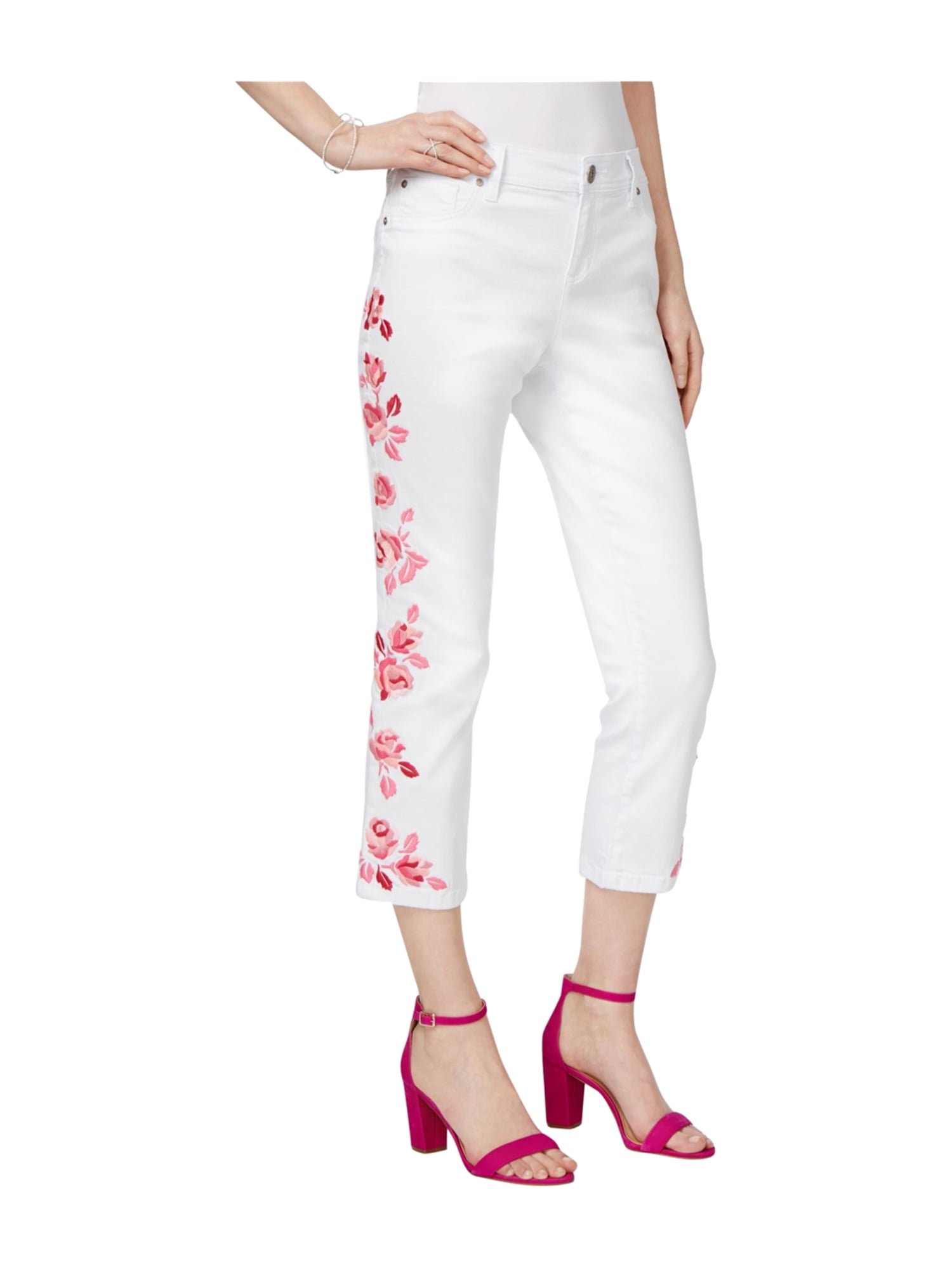 I-N-C - I-N-C Womens Embroidered Cropped Jeans white 14x25 - Walmart ...