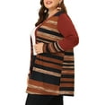 thumbnail image 2 of GRACE & GRANDEUR Cardigan Long Ouvert à Rayures pour Femme Grande Taille Rouge 2X, 2 of 6